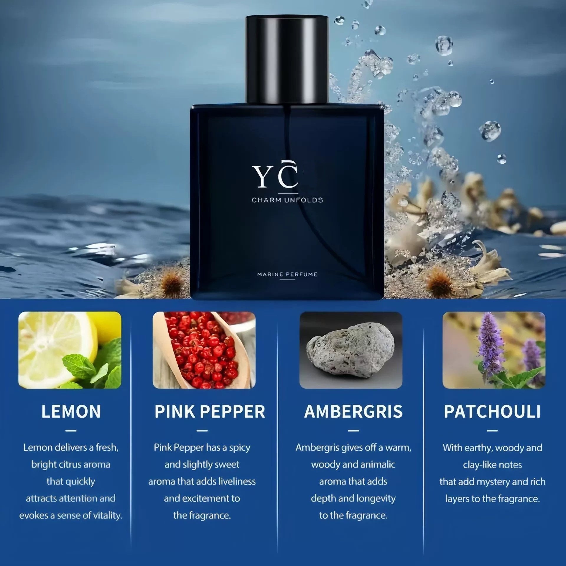 YCZ Blue Mens Perfume Body Spray